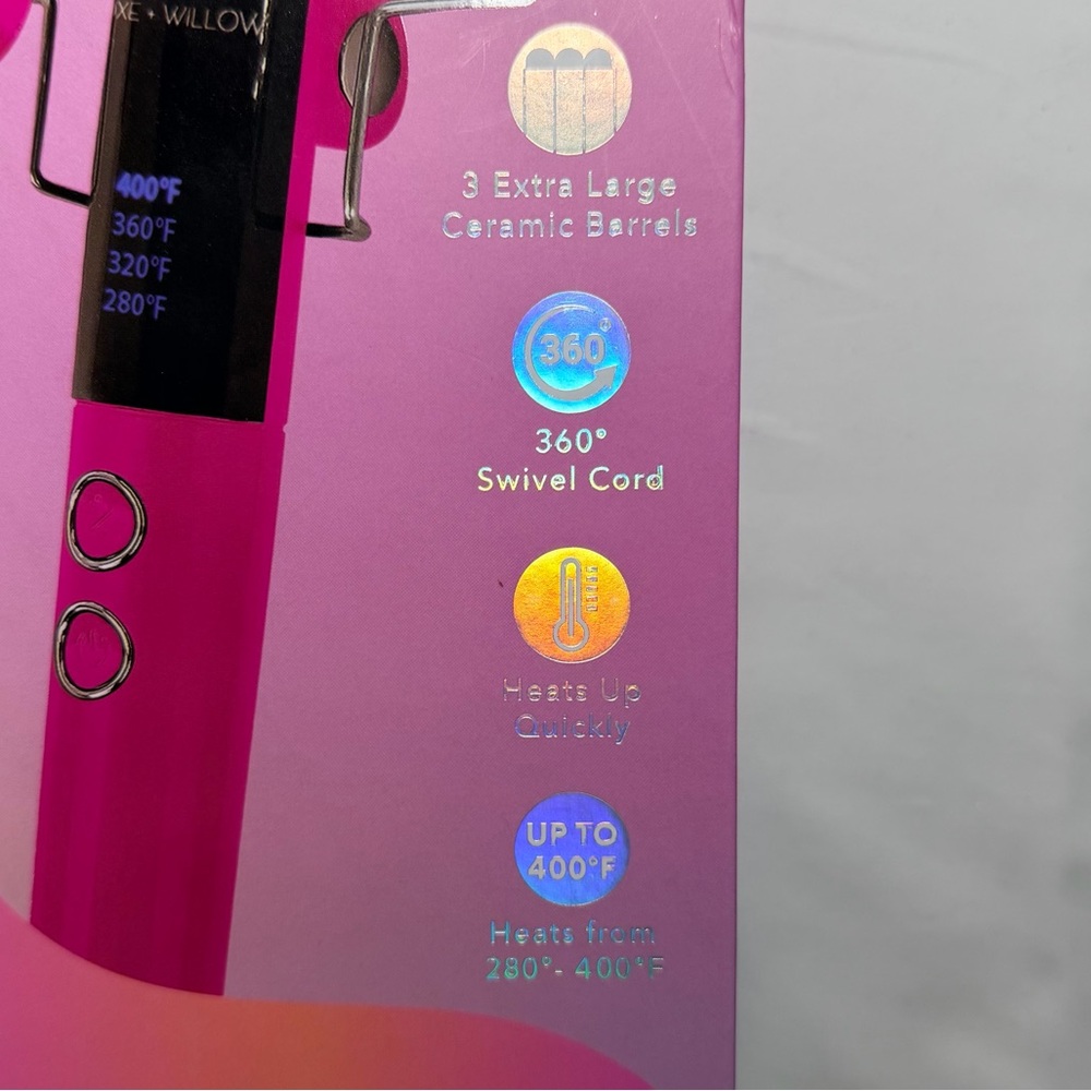 Luxe +‎ Willow  Tripple Barrel Waves Pink Hair Styling Tool - Picture 5 of 6